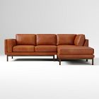 Dekalb Sectional Left Arm Sofa, Corner, Ottoman, Poly, Saddle Leather, Nut, Acorn