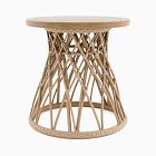 Teak &amp; Wicker Outdoor Side Table (21.5")