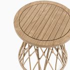 Teak &amp; Wicker Outdoor Side Table (21.5")