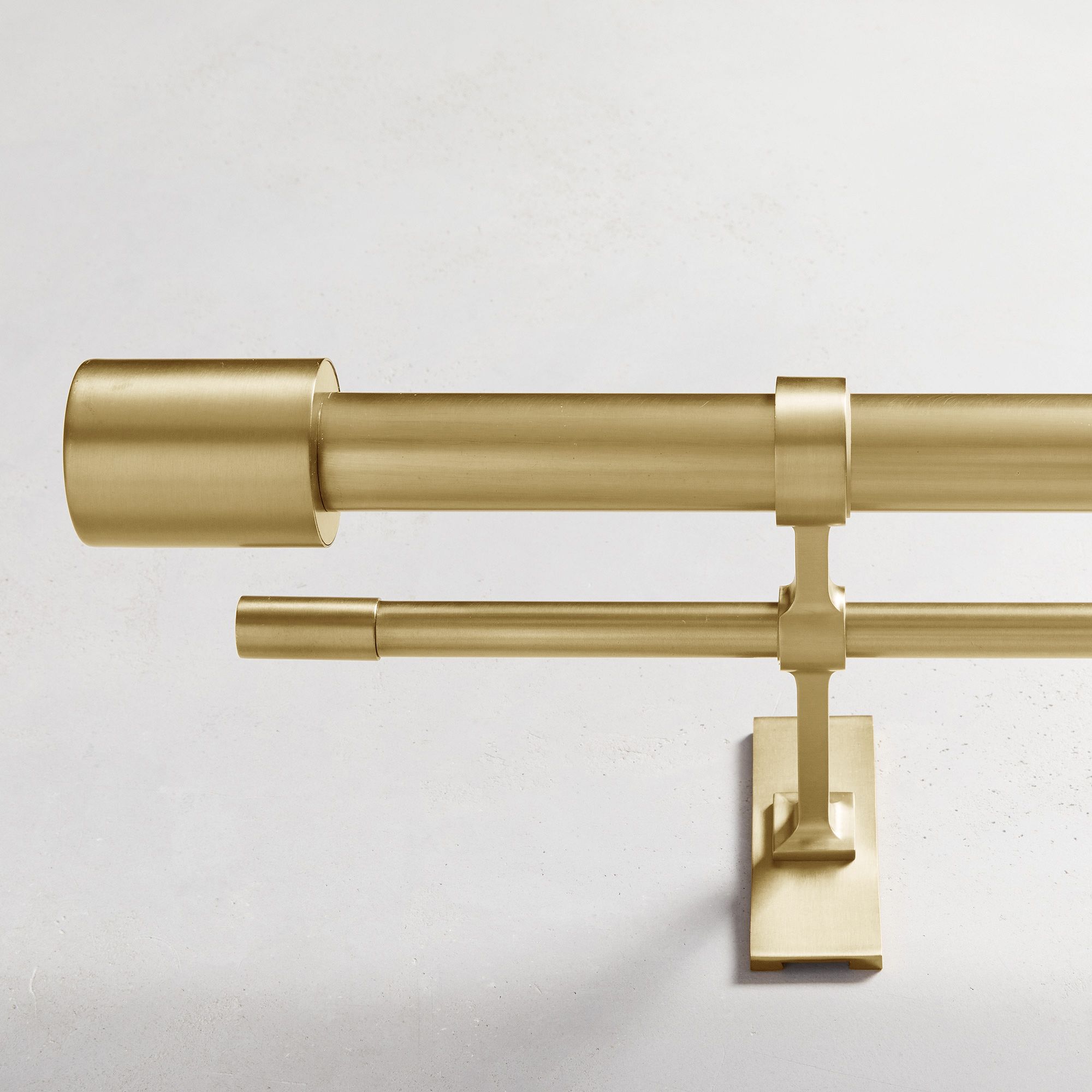 Oversized Adjustable Curtain Rod w/ Cylinder Finials - Antique Brass, 60"-108"