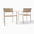 Open Box: Westport Wicker Slim Profile Outdoor Stacking Dining Arm Chair, Set of 2 - Seashore