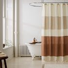 Colourblocked European Flax Linen Shower Curtain