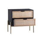 Lofted Rattan &amp; Wood 2-Drawer Nightstand (25.75")