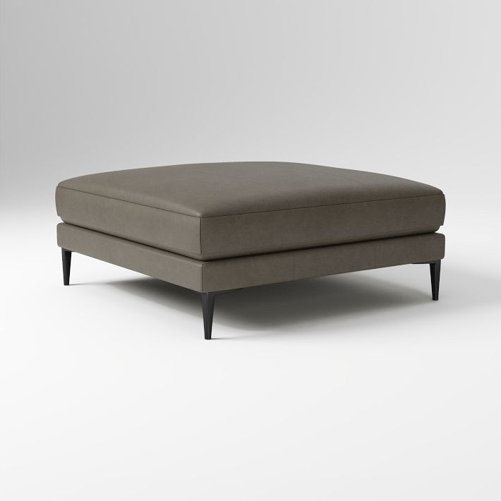 Harper Leather Ottoman, Vegan Option | West Elm