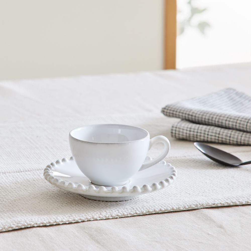 Costa Nova Pearl White Stoneware Coffee Cup & Saucers (Set of 4)