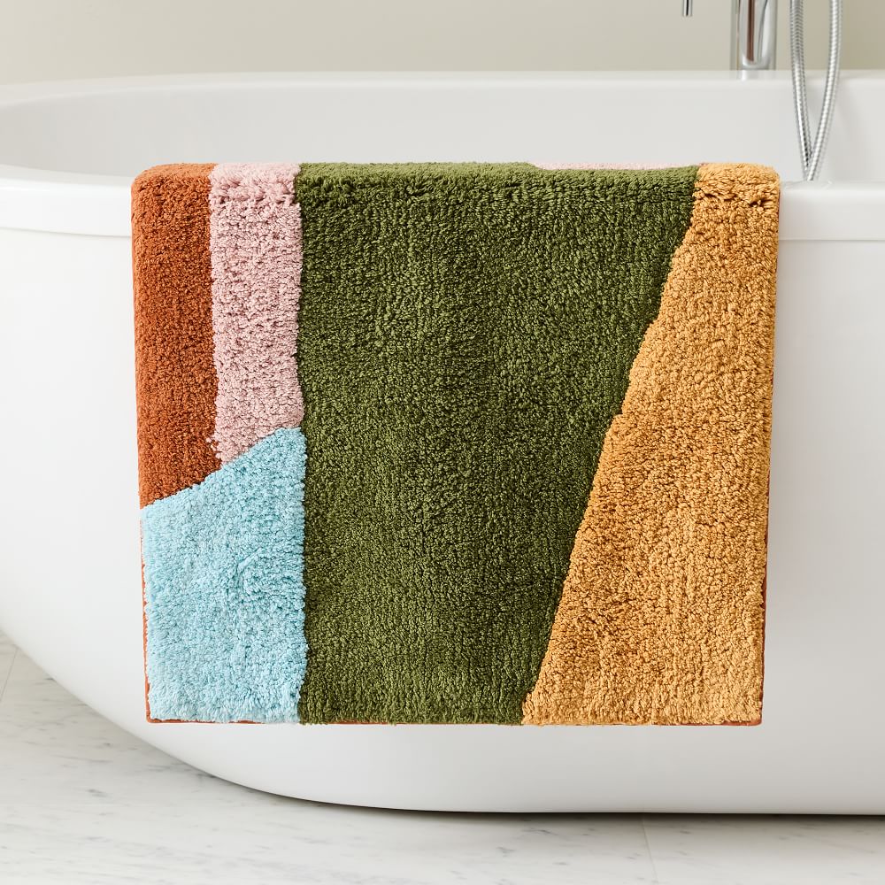 Angled Modern Bath Mat - Adobe Rose, 20"x34"