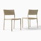 Open Box: Westport Wicker Slim Profile Outdoor Stacking Side Dining Chair, Set of 2 - Seashore