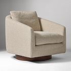 Open Box: Imogene Swivel Chair - Performance Cozy Boucle Stone, Dark Walnut