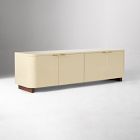 Open Box: Shea High-Gloss Enameled Lacquer Media Console (72") - Claro, Antique Brass