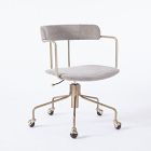Open Box: Lennox Swivel Office Chair - Performance Distressed Velvet Pewter, Blackened Brass 
