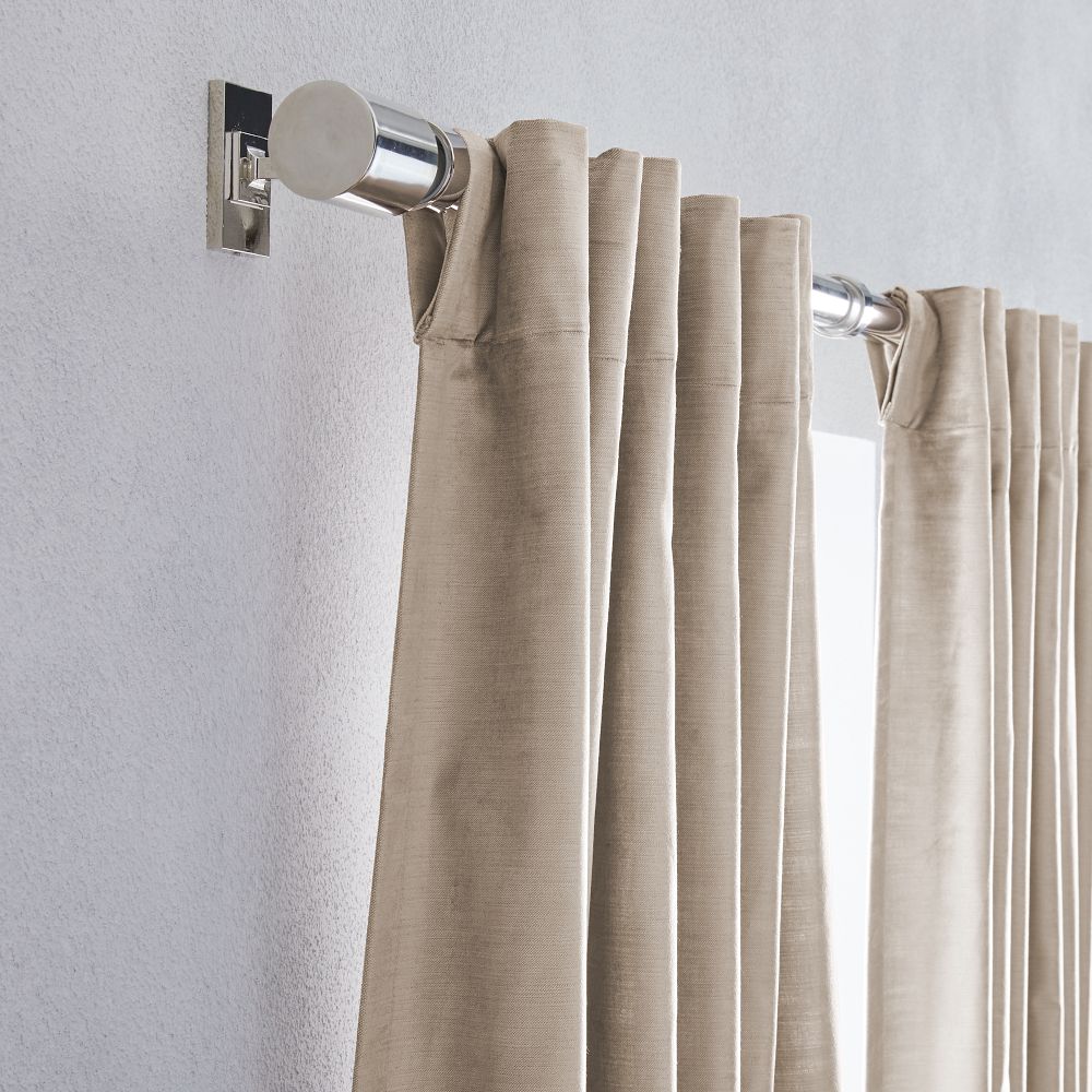 Open Box: Luster Velvet Curtain, Simple Taupe, 48