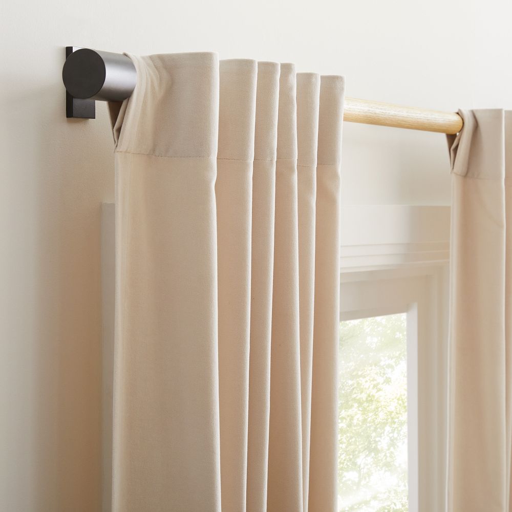 Cotton Velvet Blackout Curtain - 48x108, Sand, Set of 2