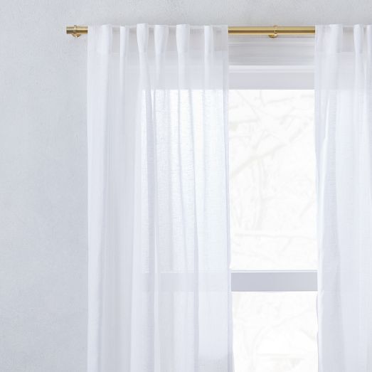 Sheer European Flax Linen Curtain - White