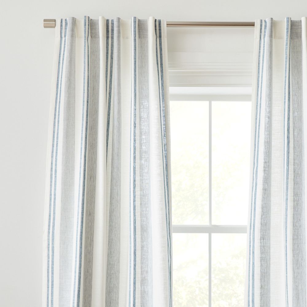 Textured Luxe Stripe Linen Curtain by West Elm