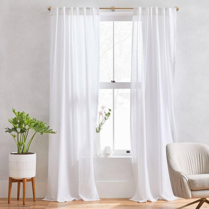 Sheer Crosshatch Curtain (Set of 2) | West Elm