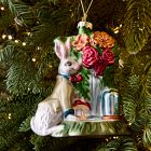 Dapper Rabbit Glass Ornament