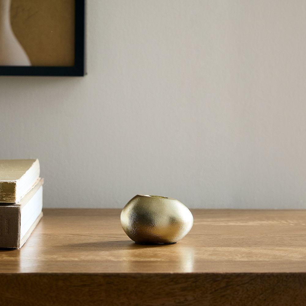 Organic Metal Taper Holders - Light Brass, Low Small