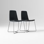 Open Box: Slope Dining Chair, Set of 2 - Sierra Leather Navy, Charcoal
