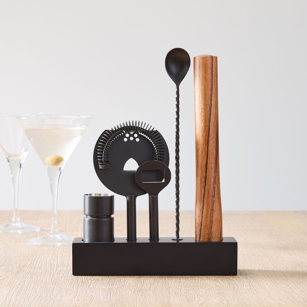 Streamline Metal Bar Tools w/ Stand - Bar Tools with Stand, Dark Bronze