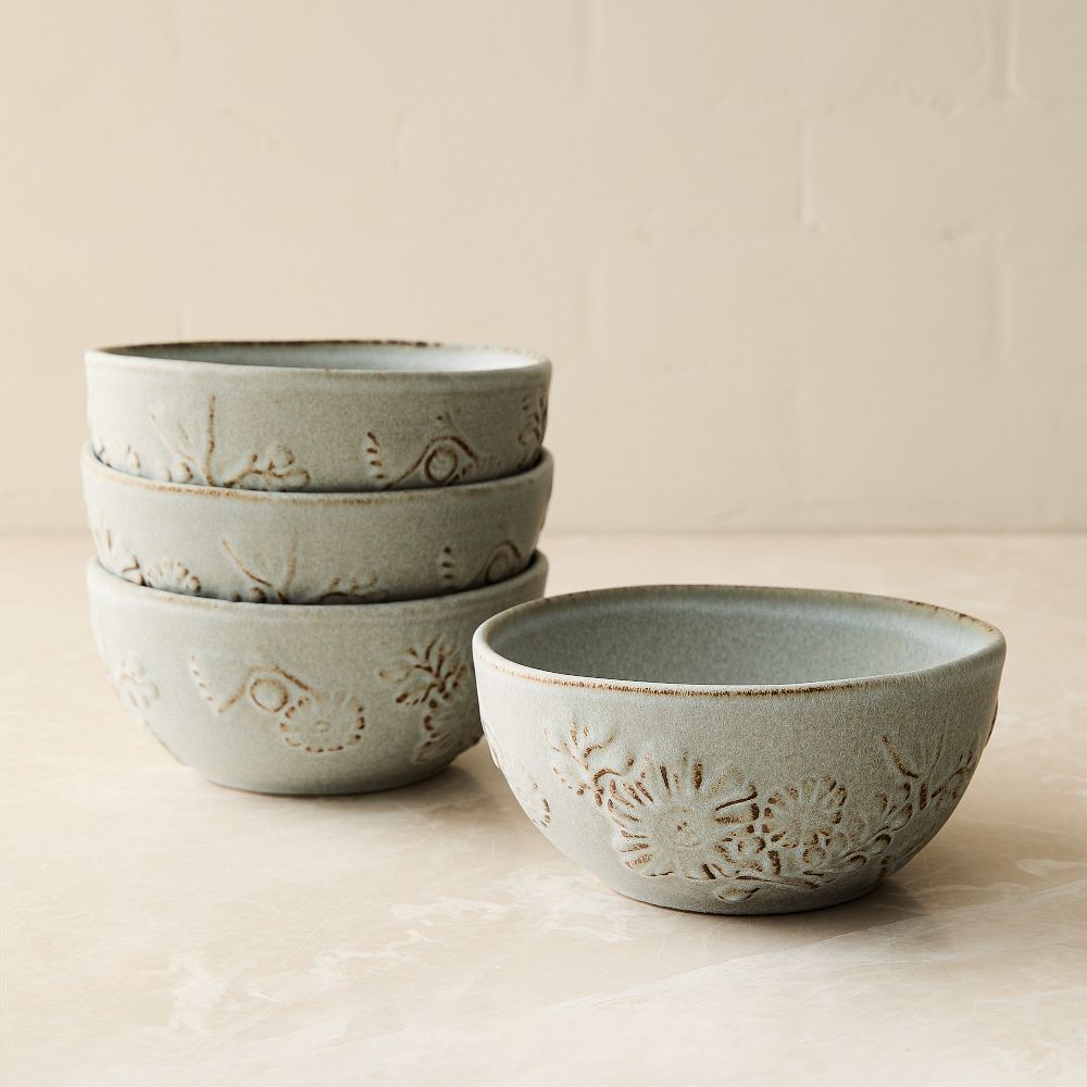 Kiku Stoneware Cereal Bowls - Stoneware Floral, Set of 4