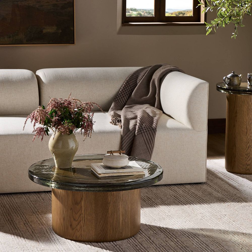 Tidelane Cast Glass Coffee Table (30") by West Elm