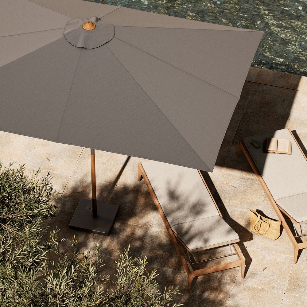 Teak Pole Rectangle Outdoor Umbrella (9.8') by West Elm