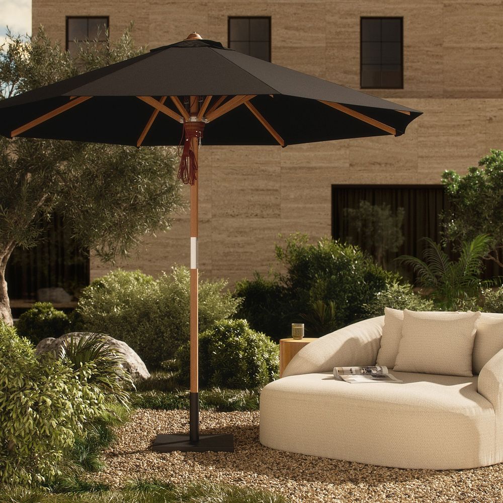 Teak Pole Round Outdoor Umbrella (9.8') by West Elm