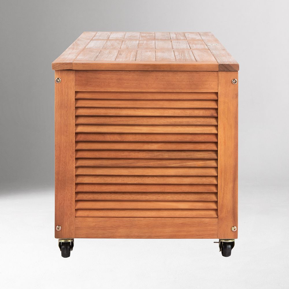 Wooden small cabinet with lid open