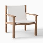 Westport Wicker Slim Profile Outdoor Sofa (68"), Cusco Textilene® Sling Lounge Chair &amp; Concrete Pedestal Round Coffee Table (32") Set