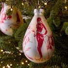 Painted Skier Glass Ornament - Red