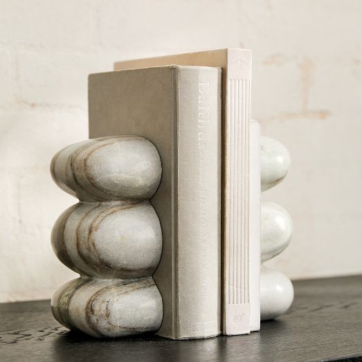 その他 Bookends (Set of 2) Two-Tone Marble Bookends Set of 2 | West Elm