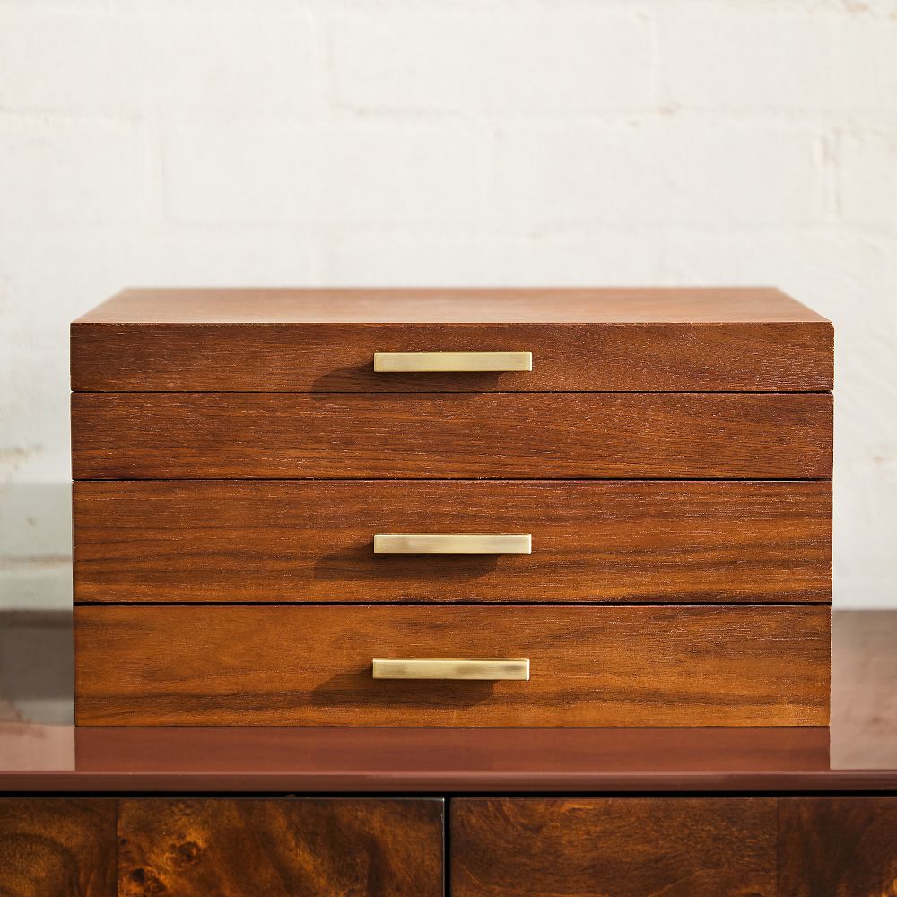 Mid-Century Acorn Wood Jewelry Boxes - Walnut, Grand, 7.25"H
