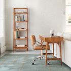 Mid-Century Mini Desk (36") &amp; Narrow Open Bookshelf Set