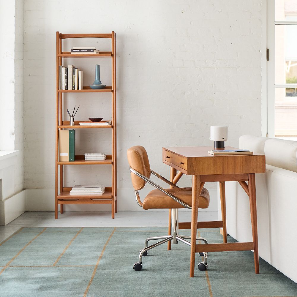 Mid-Century Mini Desk (36") & Narrow Open Bookshelf Set by West Elm