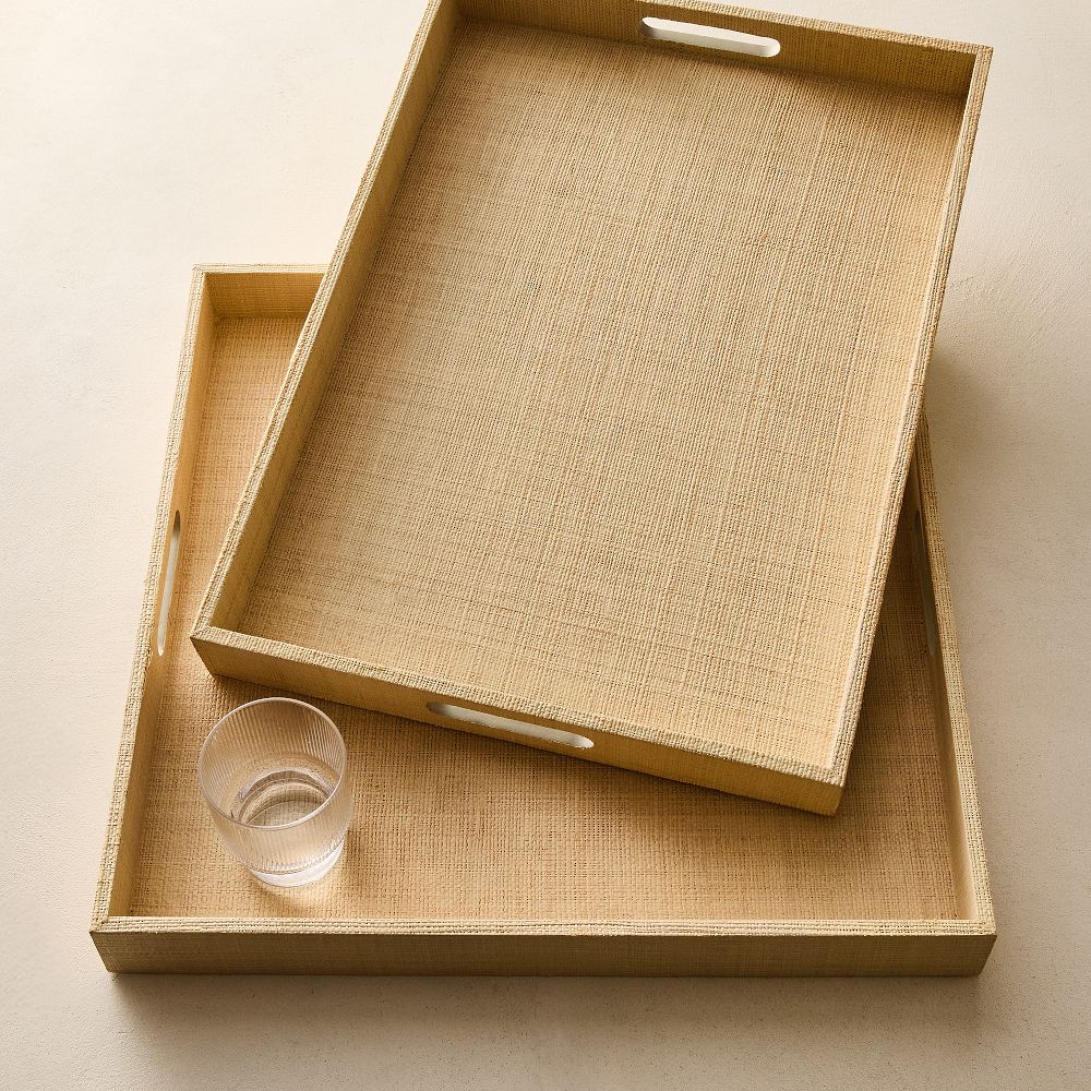 Woven Linen Tray Rectangle 22”