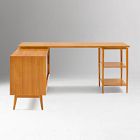 Mid-Century Modular L-Shaped Desk w/ Shelves &amp; Bookcase (70")