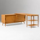 Mid-Century Modular L-Shaped Desk w/ Shelves &amp; Bookcase (70")