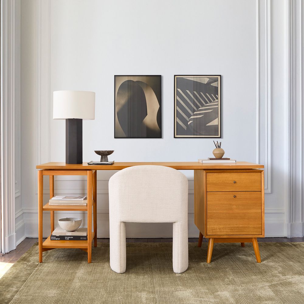 Mid-Century Modular Desk w/ File Cabinet & Shelves (70") by West Elm