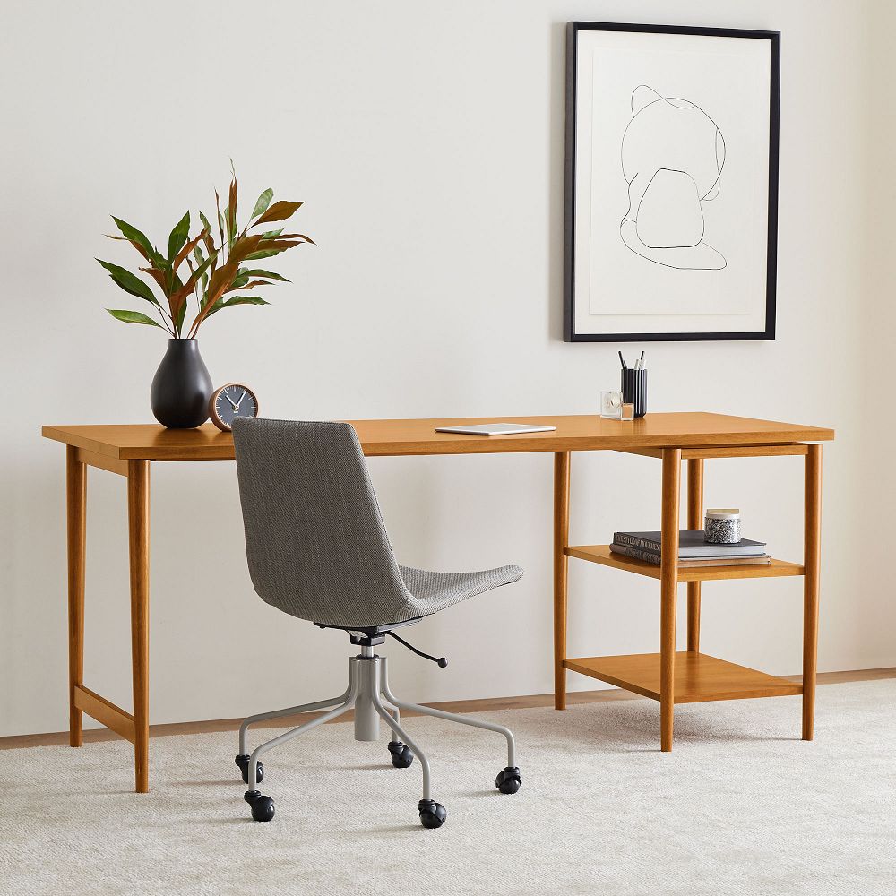 Mid-Century Modular Desk w/ Shelves (70") by West Elm