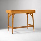Mid-Century Mini Desk (36") &amp; Narrow Open Bookshelf Set