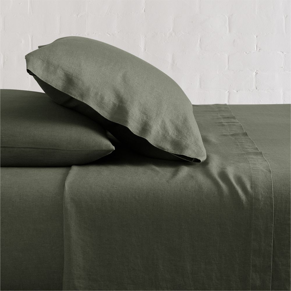 European Flax Linen Sheet Set - king/balsam green