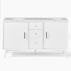 Mid-Century Double Bathroom Vanity (63") - White