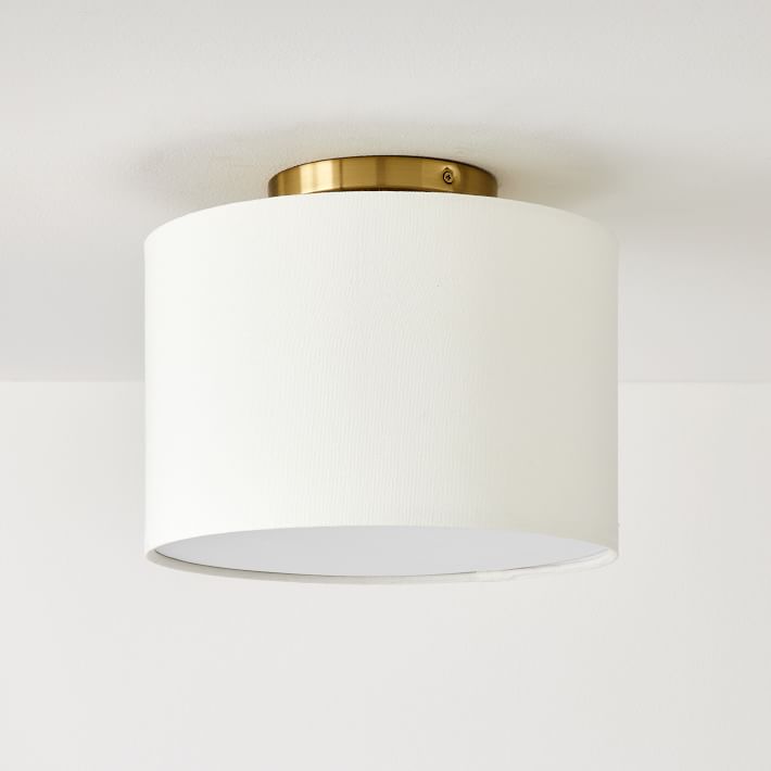 Fabric Shade Flush Mount Lighting - Drum | West Elm