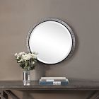Textured Gray Round Metal Mirror