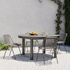 Portside Aluminum Outdoor Round Dining Table (58.5") &amp; Santa Cruz Stacking Dining Chairs Set