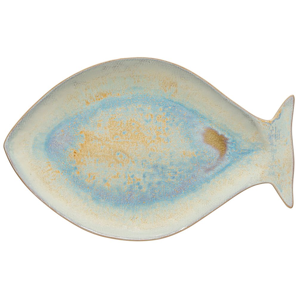 Casafina Dori Fish Stoneware Serving Platters - Light Blue, 18.3"W