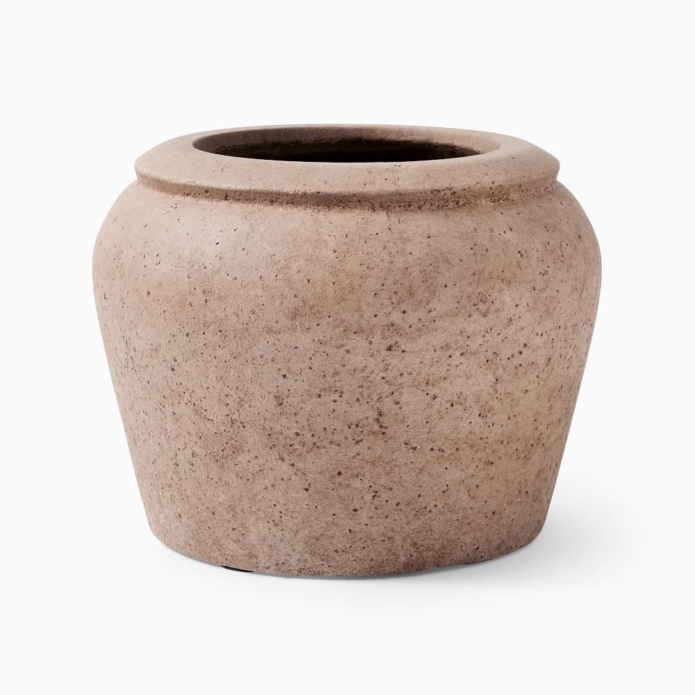 Colin King Washed Ficonstone Planters - Small, 12"D x 9"H, Sand