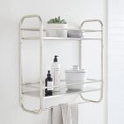 Open Box: Deco Curve Metal Wall Shelf, Double, Chrome, Metal, 20"x22"