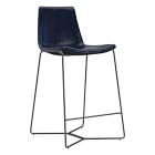 Open Box: Slope Counter Stool (26") - Ludlow Leather Navy, Charcoal Finish