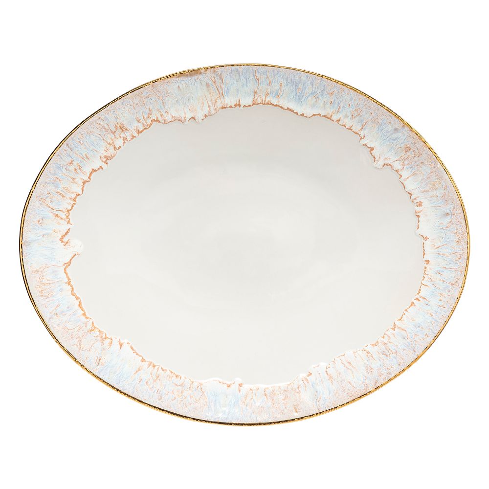 Casafina Taormina Stoneware Gold-Rimmed Serveware - White, 16"W
